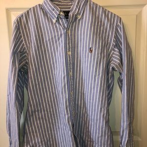 Polo Ralph Lauren Dress Shirt Mens Small Blue and White